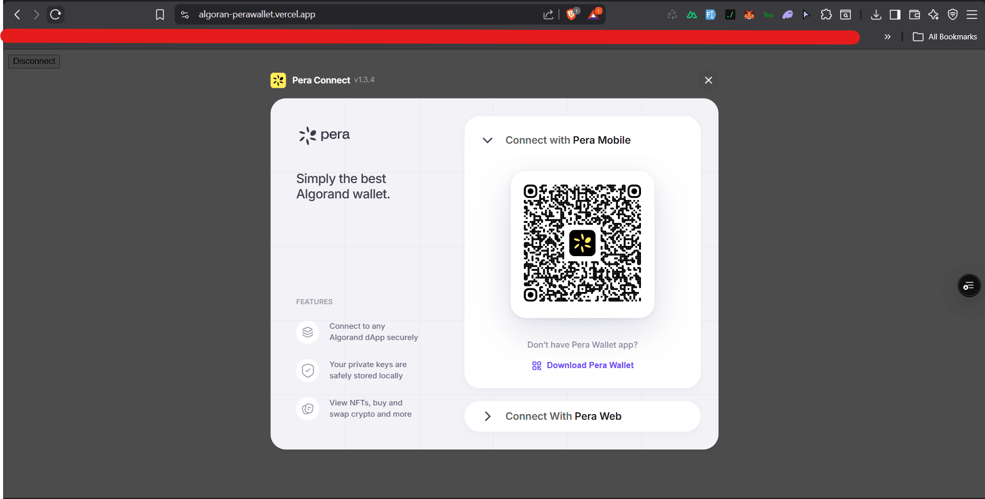 Algorand Perawallet Web3 screenshot 1