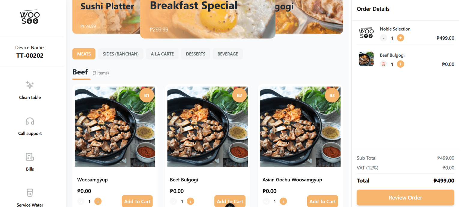 Woosoo Korean BBQ App screenshot 3